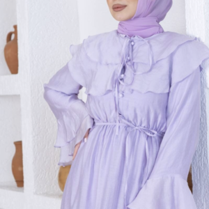 Lilac Ruffle Modest Maxi Dress